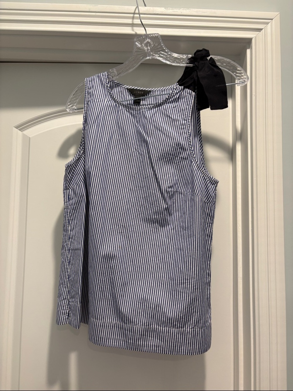 J. Crew Navy & White Vertical Stripe Sleeveless Top